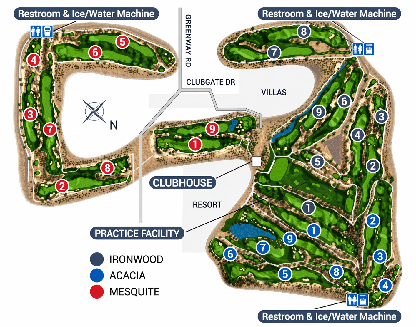 Kierland Golf Club Course Map with Hole Sponsorships