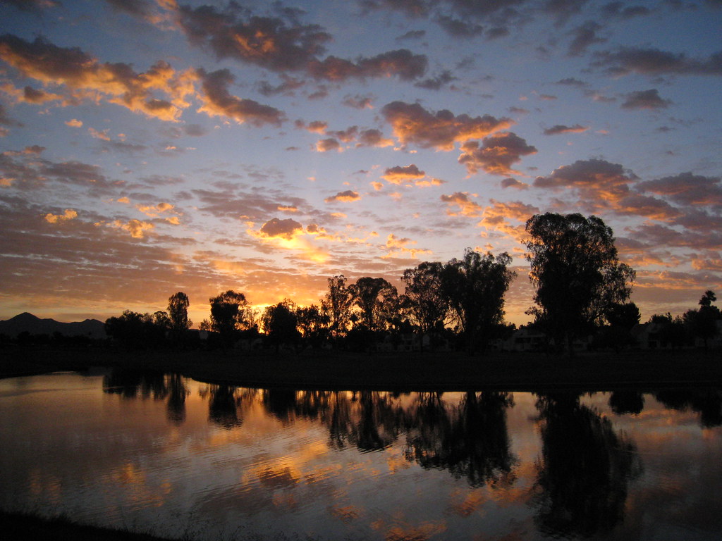Sunrise over a Scottsdale Arizona golf course